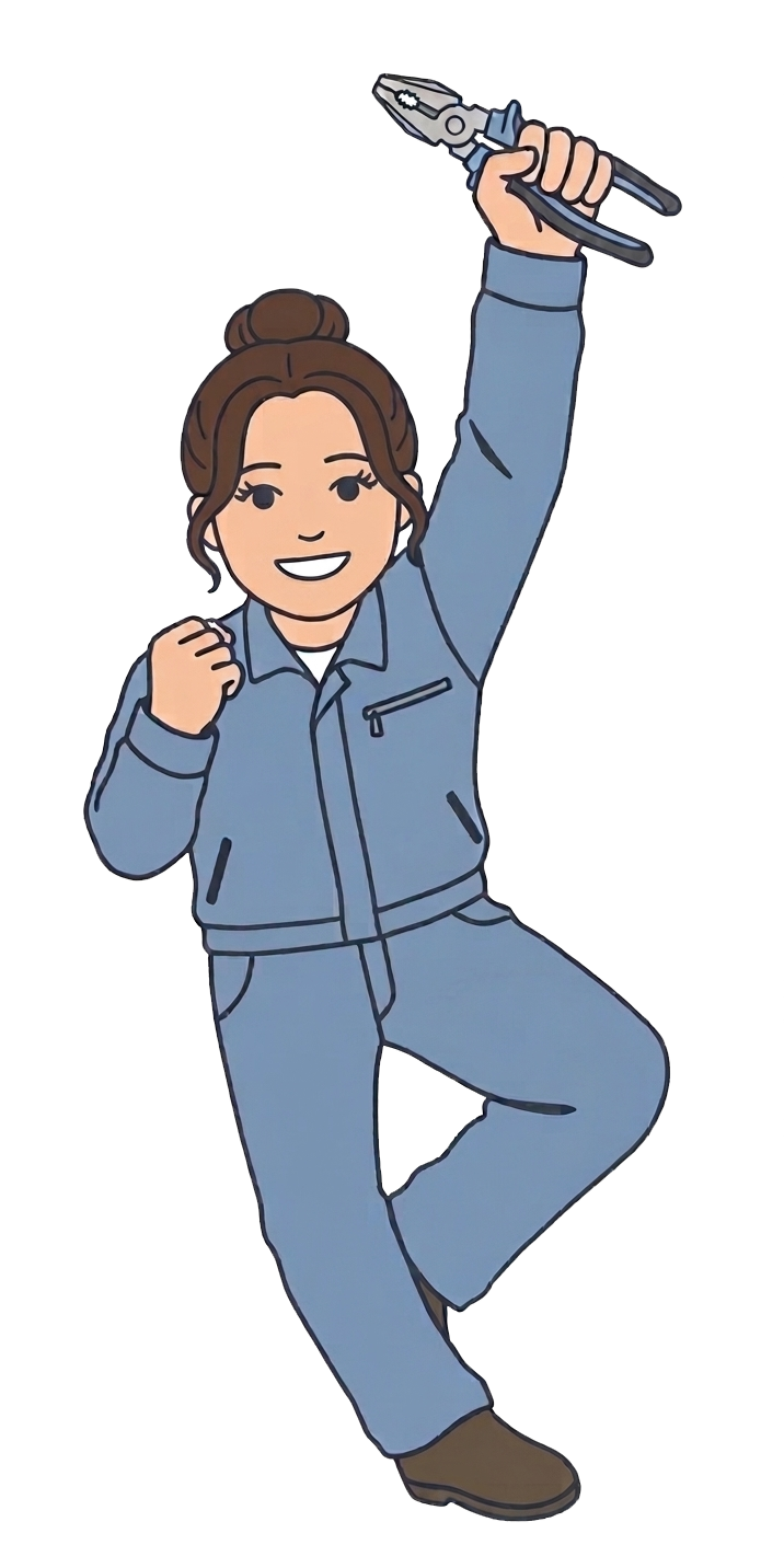 工具を持った女性のイラスト